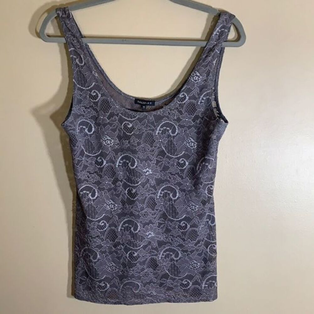 Talula Aritzia Grey Floral Lace Tank Top